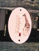 Petit thermomètre émaillé girafe vieux rose thermomètre extérieur décoratif 