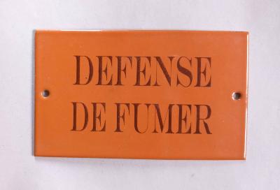 Plaque émaillée Défense de Fumer plaque émail orange décorative 