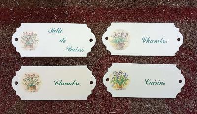 Plaques de porte émaillées pots de fleur made in France série de 4