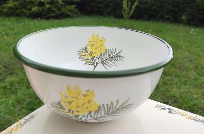 Saladiers émaillé creux Mimosa 21 cm: vaisselle émaillée déco Provence