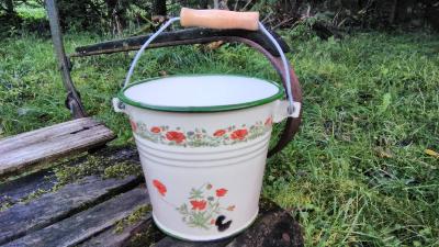 Petit seau émaillé coquelicots idée cuisine déco émail et cetera