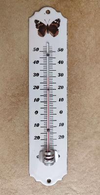 Thermomètre extérieur émaillé décoratif Papillon 25 cm: thermomètre idéal au jardin 