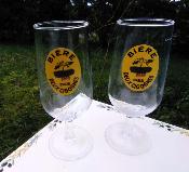 Verre publicitaire maill bire des 2 Cigognes lot de 2