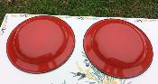2 assiettes émaillées pique-nique rouges et blanches Arémail Emalia 