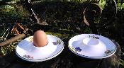 2 coquetiers assiettes motif fruit deco originale faence maille qualit