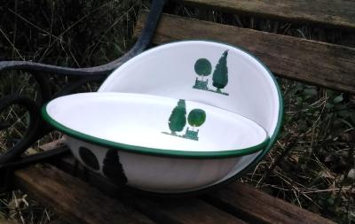 2 Saladiers émaillés jardin à la française 23 cm: vaisselle émaillée camping