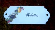 Plaque Toilettes vintage maille Fruits, plaque mail et cetera