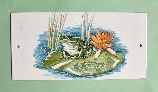 Plaque émaillée décorative jardin bassin motif grenouille émail etc