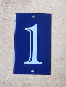 Petite plaque émaillée numéro de maison N° 1 bleu émail et cetera