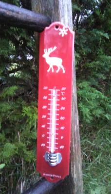 Thermomètre émaillé bordeaux déco montagne 25 cm jardin maison Arémail Emalia