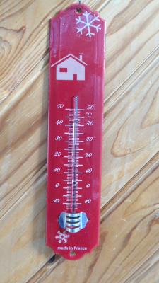 Thermomètre émaillé bordeaux déco montagne chalet 25 cm jardin maison Arémail Emalia