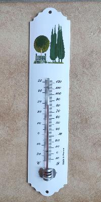 Thermomètre métal émaillé jardin à la française 30 cm: thermomètre émail extérieur