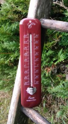 Thermomètre émaillé bordeaux classique extérieur ou intérieur 25 cm
