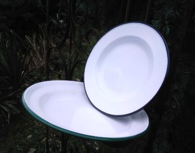 Assiette émaillée plat émaillé blancs vaisselle émaillée déco originale
