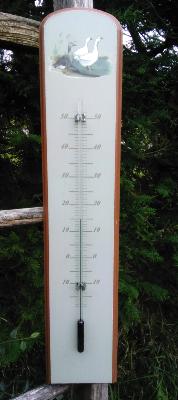 Grand Thermomètre décoratif bois décor oies 50 cm Arémail Emalia