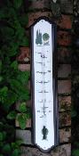 Thermomètre émaillé support bois reflets du jardin plaque émaillée sur bois massif 50 cm