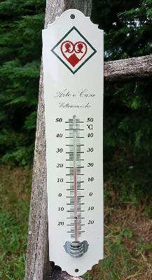 Thermomètre extérieur émaillé publicitaire, thermomètre émail jardin maison