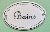 Plaque maille Bains, plaque de porte dco vintage ovale