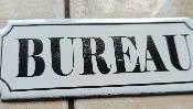 Plaque émaillée bureau, plaque authentique émail blanc affaire