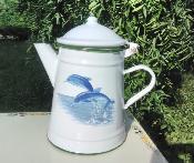 Cafetière émaillée dauphins 1 L: cafetière traditionnelle acier émaillé 