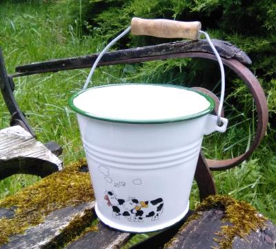 Petit seau émaillé Vache idée cuisine déco animaux émail et cetera