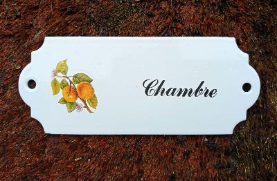 Plaque émaillée chambre bouquet de fruits plaque émail véritable