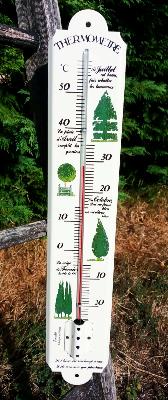 Thermomètre émaillé arbre topiaire cyprès décoration jardin 50 cm
