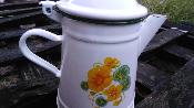 Cafetière émaillée motif fleur capucines 1 L vaisselle émaillée déco