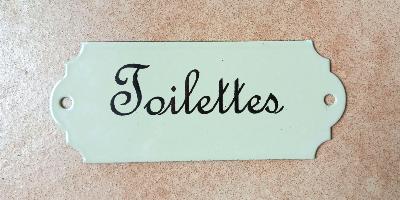 Plaque de porte Toilettes émaillée verte qualité émail véritable made in France