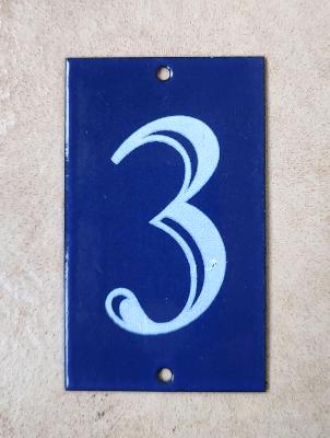 Petite plaque émaillée numéro de maison N° 3 émail et cetera