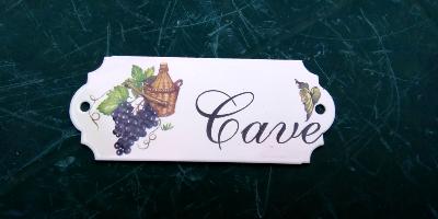 Plaque cave émaillée décor raisin Bonbonne émail véritable 