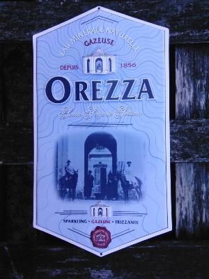 Plaque publicitaire Orezza eau minérale corse aluminium laqué