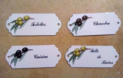 Plaques de porte émaillées olives noires made in France émail et cetera