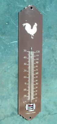 Thermomètre métal émaillé décoratif 30 cm Coq Chocolat
