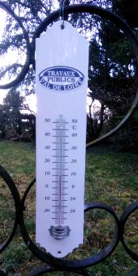 Thermomètre émaillé publicitaire Travaux publics Val Loire 30 cm