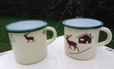 Mug émail: lot de 2 mugs émaillés déco montagne chalet prix affaire