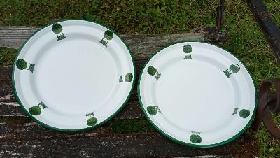 Plat émaillé assiette émaillée décor jardin 28 cm vaisselle émaillée