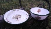 2 plats maills arbre d'automne vaisselle maille made in France