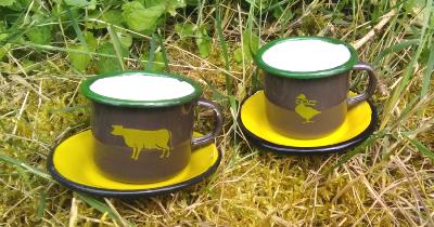 Tasses émaillées café expresso Chocolat animaux Vache oie