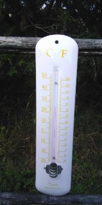Thermomètre émaillé blanc classique extérieur Imprimé jaune 25 cm