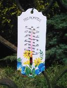Thermomtre extrieur maill bouquet de fleurs bleues 13 cm 