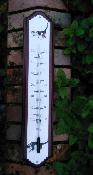 Thermomètre émaillé support bois décor chats plaque émaillée sur bois massif 50 cm