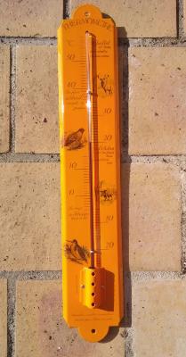 Grand thermomètre émaillé extérieur décoratif 50 cm Gibier idéal pour le jardin émail véritable