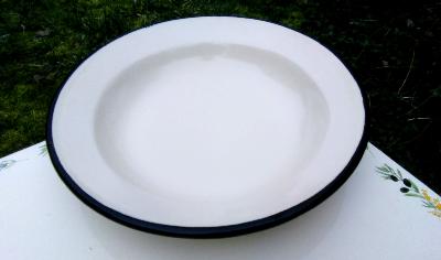 Plat émaillé assiette émaillée ivoire 24 cm vaisselle émaillée