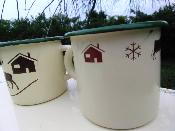 Mug émail: lot de 2 mugs émaillés déco montagne chalet prix affaire