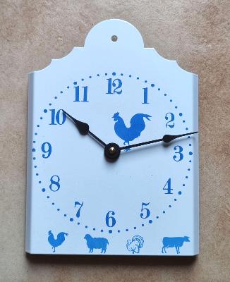 Pendule murale émaillée animaux de la ferme bleus émail made in France