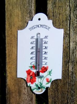 Thermomètre émaillé Rétro coquelicots, thermomètre émail décoratif