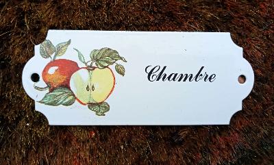 Plaque émaillée chambre fruits découpés plaque vintage made in France