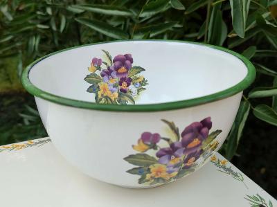 Saladier émaillé pensées forme bol 17 cm: vaisselle émaillée émail et cetera