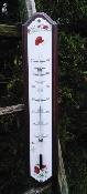 Thermomètre bois émail Coquelicot: plaque émaillée bois massif